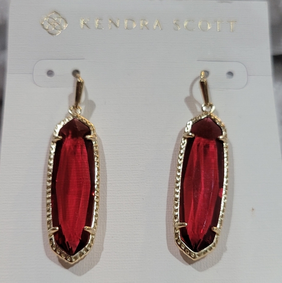 NWT Kendra Scott Earrings Gold Red Berry Dainty - Picture 2 of 3